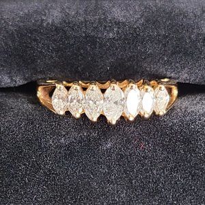 14k gold ring with 7 marquise diamonds